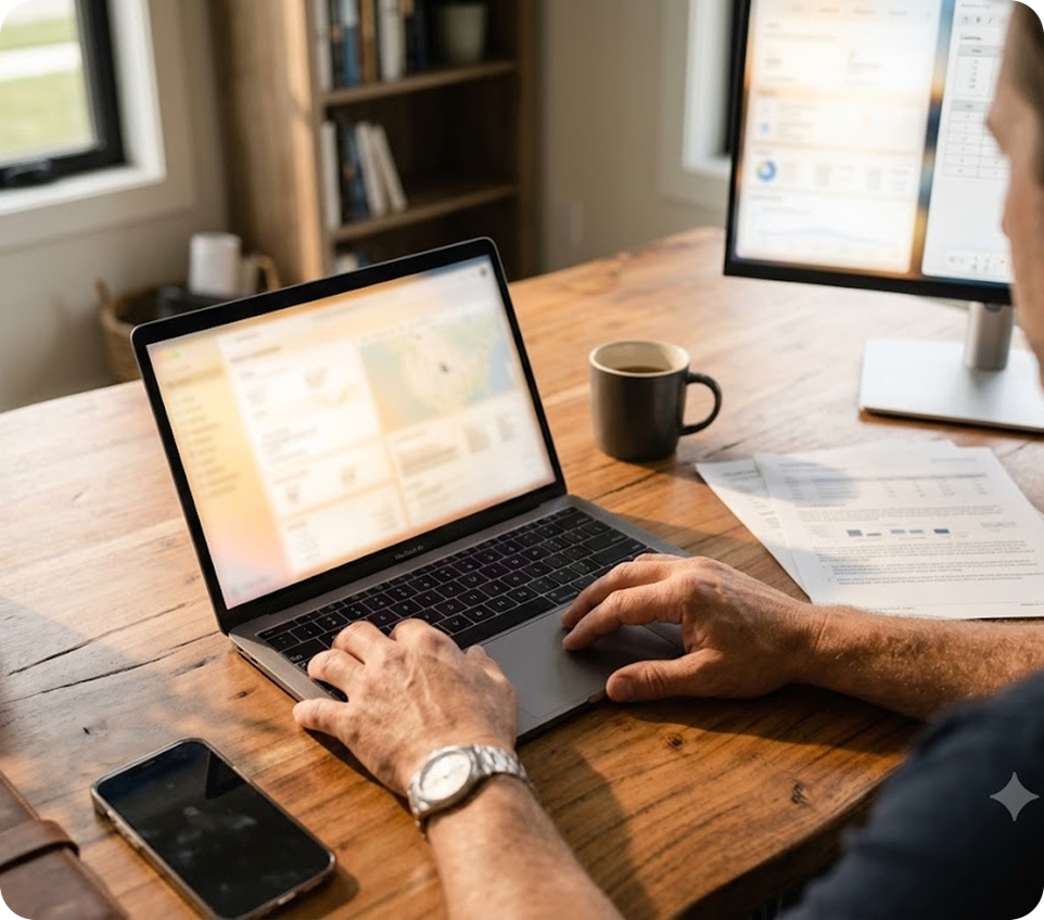 Appraiser reviewing property data on a laptop